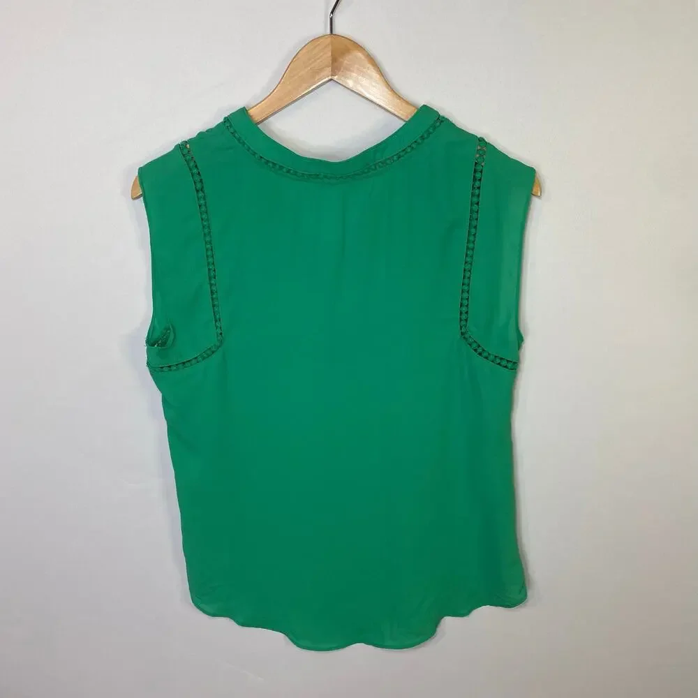41 Hawthorn Light Green Sleeveless Blouse Embroidered V Neck Small - Picture 11 of 17
